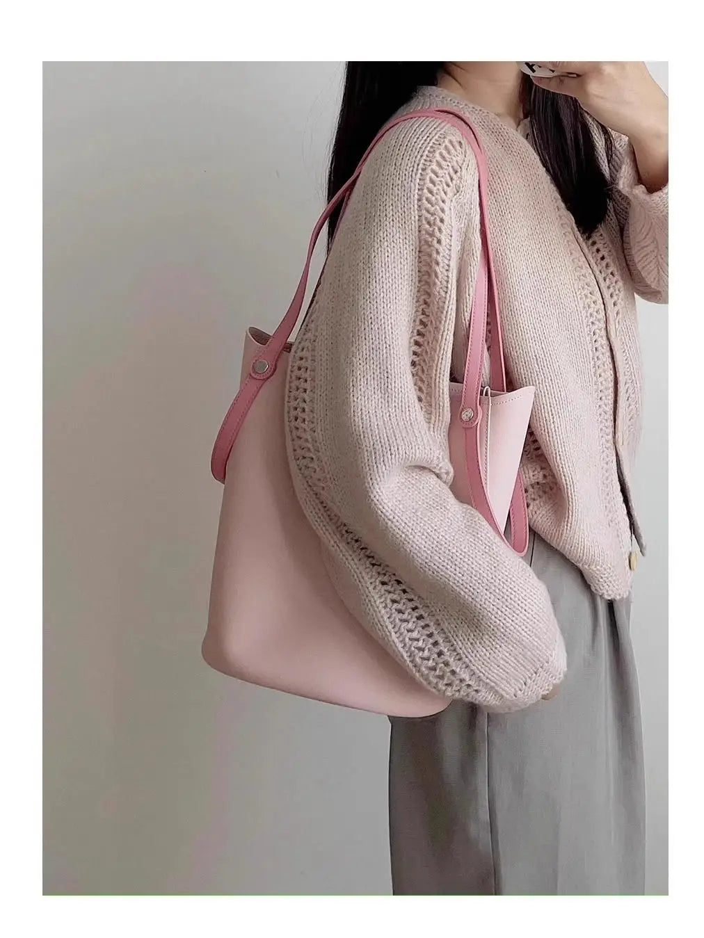 Pink Bucket Bag Crossbody With Generous Interior