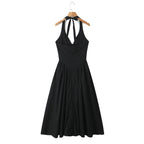 Backless Halter Midi Dress For Women Elegant A Line