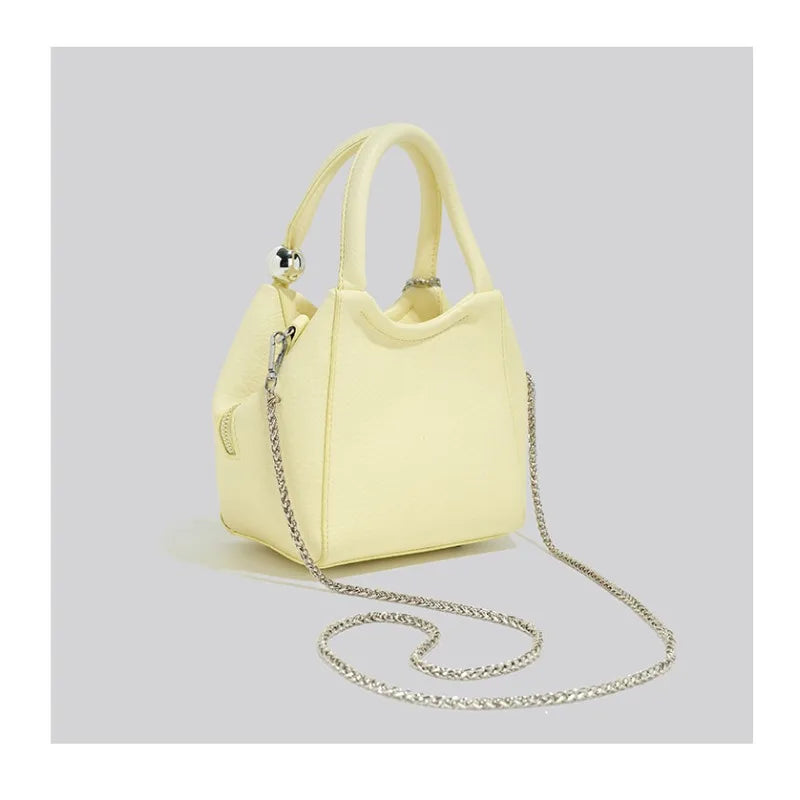 Romantic Litchi Grain Mini Shoulder Bag With Heart Pendant And Delicate Chain Strap
