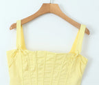 Sunny Chic Yellow Crop Cami Top With Back Zipper Slim Fit