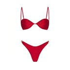 Crimson Push Up Bandeau Bikini Set