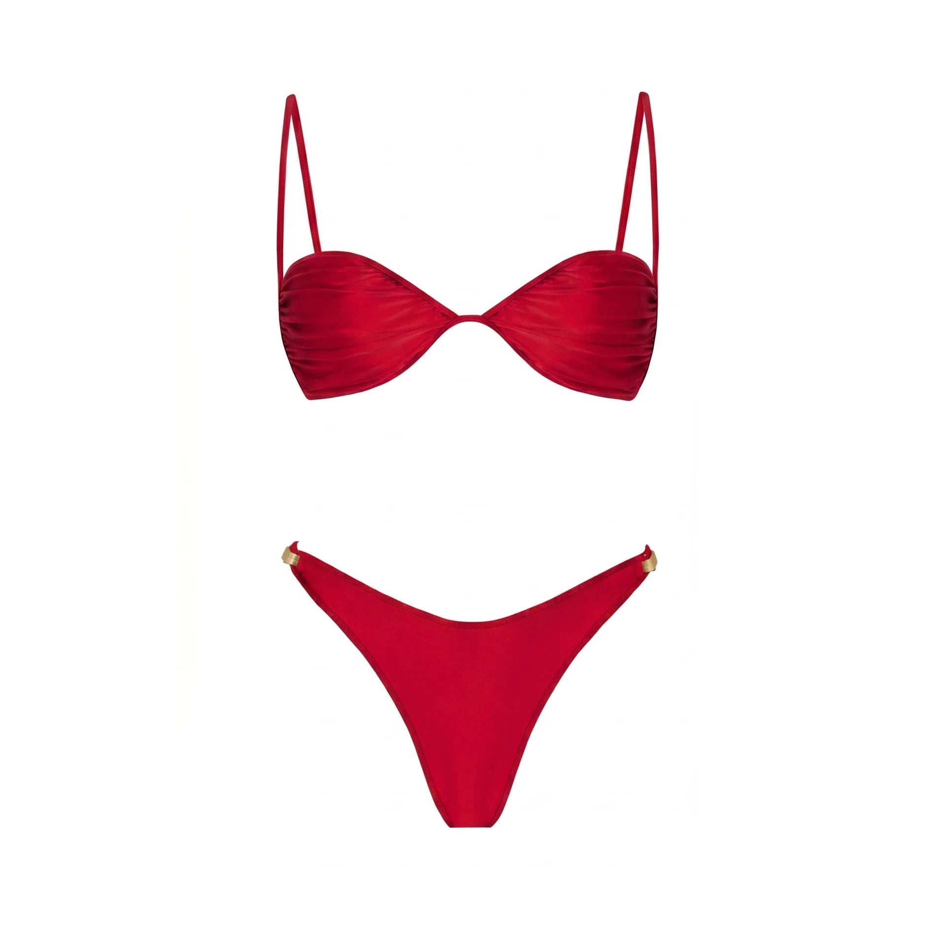 Crimson Push Up Bandeau Bikini Set