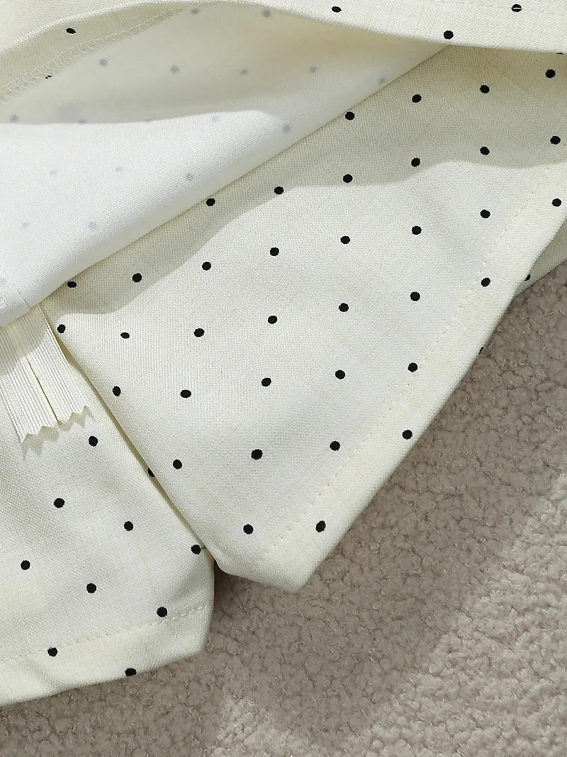 Mini Dots Pattern High Waist Skirt With Double Slits
