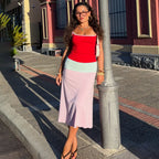 Colorful Spaghetti Strap Maxi Dress Slim Backless Sundress