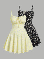 Fashion Floral Sleeveless Thin Strap Camisole Dress