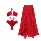 Floral Bikini Set With Cover Up Chic Beachwear