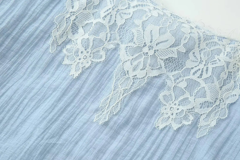 Patchwork Lace Camisole Top And Midi Skirt Set