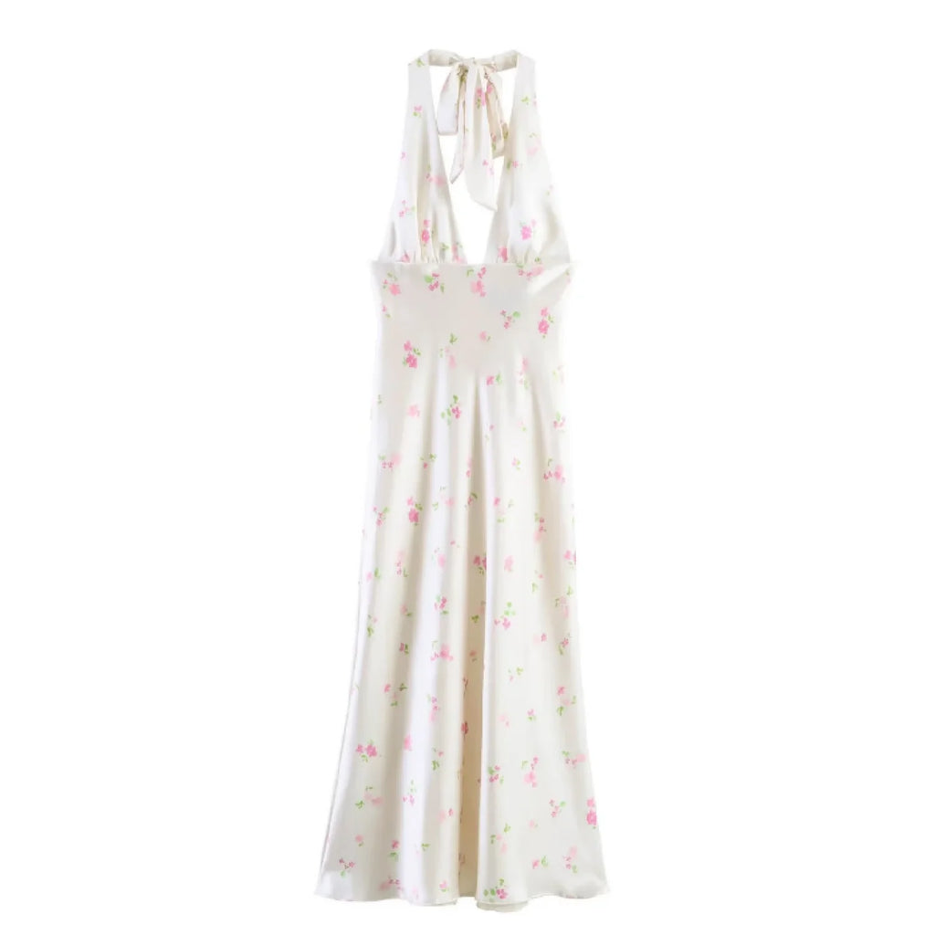 Airy Neck Collar Flowy A Line Dress With Printed Waist For Summer Elegance Light Dress
