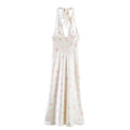 Airy Neck Collar Flowy A Line Dress With Printed Waist For Summer Elegance Light Dress