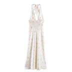 Airy Neck Collar Flowy A Line Dress With Printed Waist For Summer Elegance Light Dress