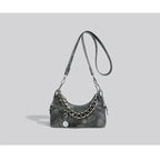 Denim Daydream Shoulder Bag With Chain Accent