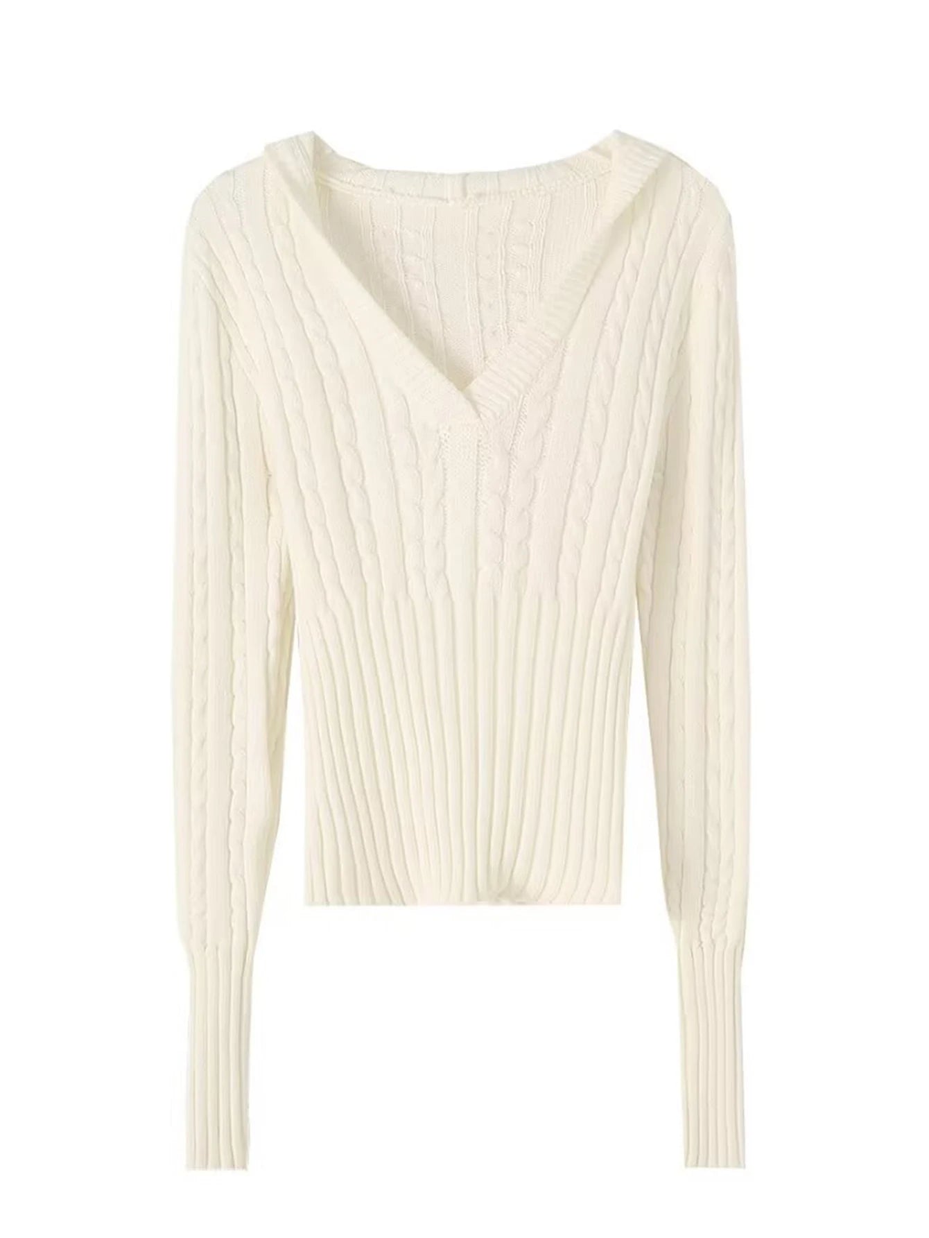Sexy Vintage Hooded Knitted Long Sleeve Set