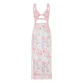 Floral Lace Patchwork Bodycon Dress Cutout Vneck Backless