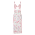 Floral Lace Patchwork Bodycon Dress Cutout Vneck Backless