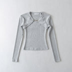Crop T Shirt O neck Crop top Full Sleeve Chain Buckle Cape T-shirt Camis with Tee