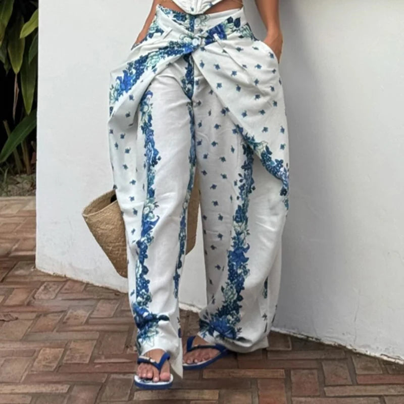 Playful Printed Vest And Trouser Set For Women Two Piece With Sleeveless Slip Top