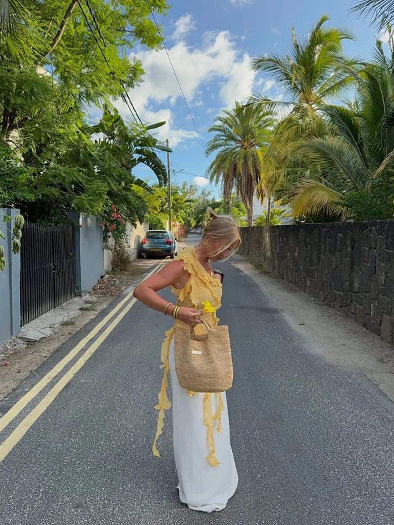 Boho Asymmetric Ruffled One Shoulder Top