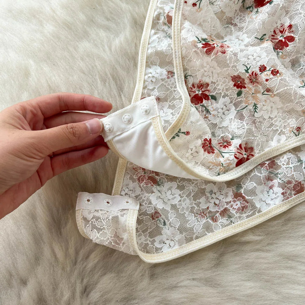 Floral Halter With Mesh Bodysuit