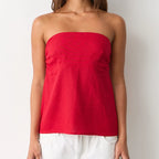 Strapless Peplum Top With Ruffle Hem Bandeau Backless