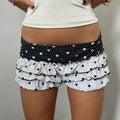 Fairy Tale Polka Dot Tiered Ruffle Shorts Low Waist Bodycon Fit Chic Streetwear Vibe