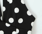 Women Fashion Sleeveless Backless Sexy Black Polka Dot Bow Neck Halter Top