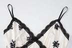 Patchwork Lace Midi Dress With Halter Neck And Backless Silhouette