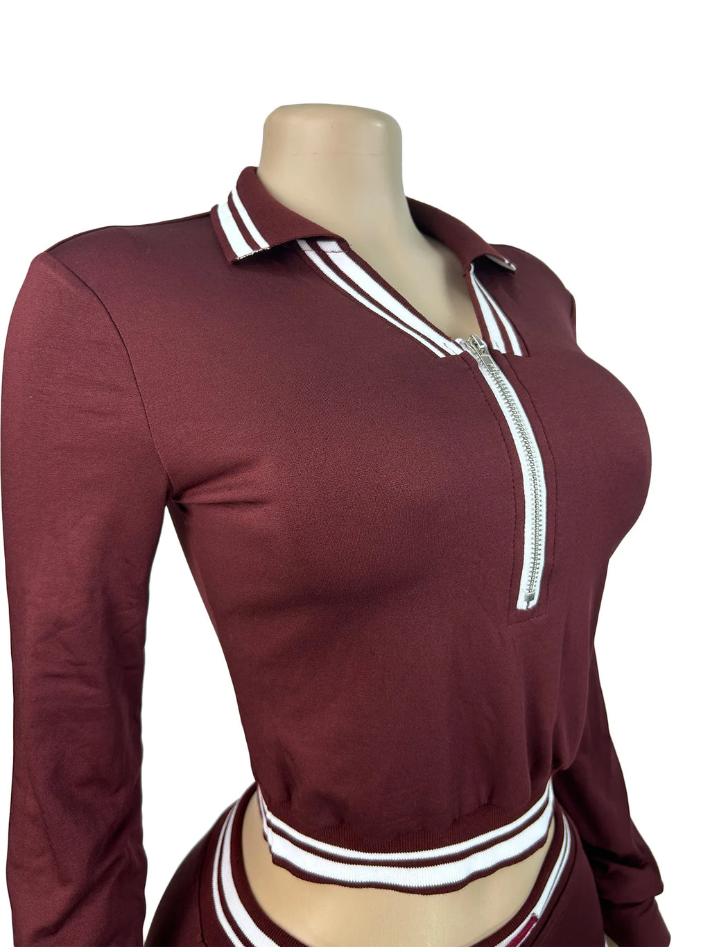 Cozy Two Piece Tracksuit Set With Zip Crop Jacket And Comfortable Sweatpants