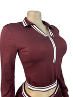 Cozy Two Piece Tracksuit Set With Zip Crop Jacket And Comfortable Sweatpants