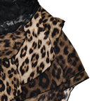 Leopard Patchwork Lace Dress One Shoulder With Ruffle Sheer Elegance