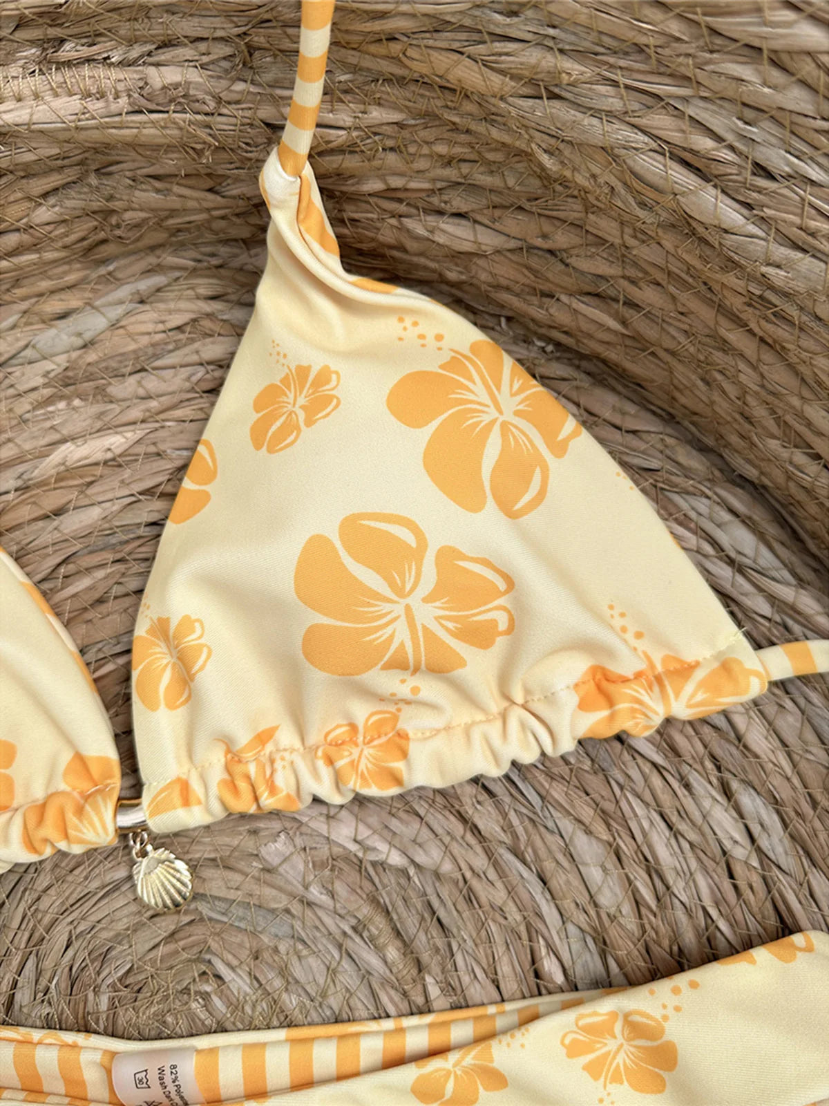 Brazilian Padded Sexy Floral Halter Two-pieces Bikini set