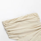 Hollow Out Shirred Strapless Maxi Dress Asymmetrical Backless Gown