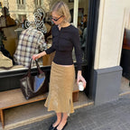 Sexy Retro Fishtail For Women's Embroidery Printed Straight Skirt