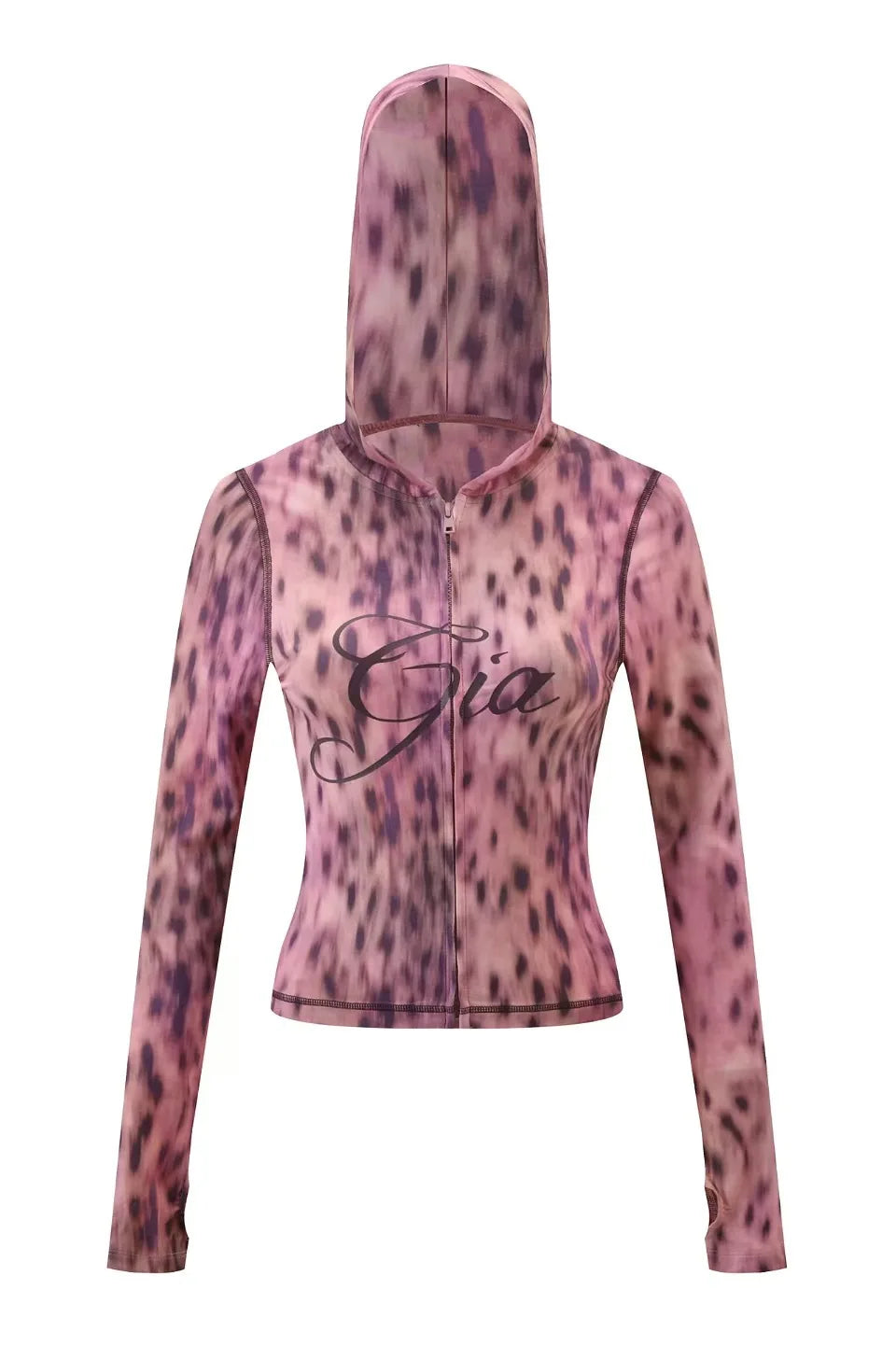 Two Piece Slim Fit Letter Print Hooded Zipper Jacket And Pants Set Open Thread Design
