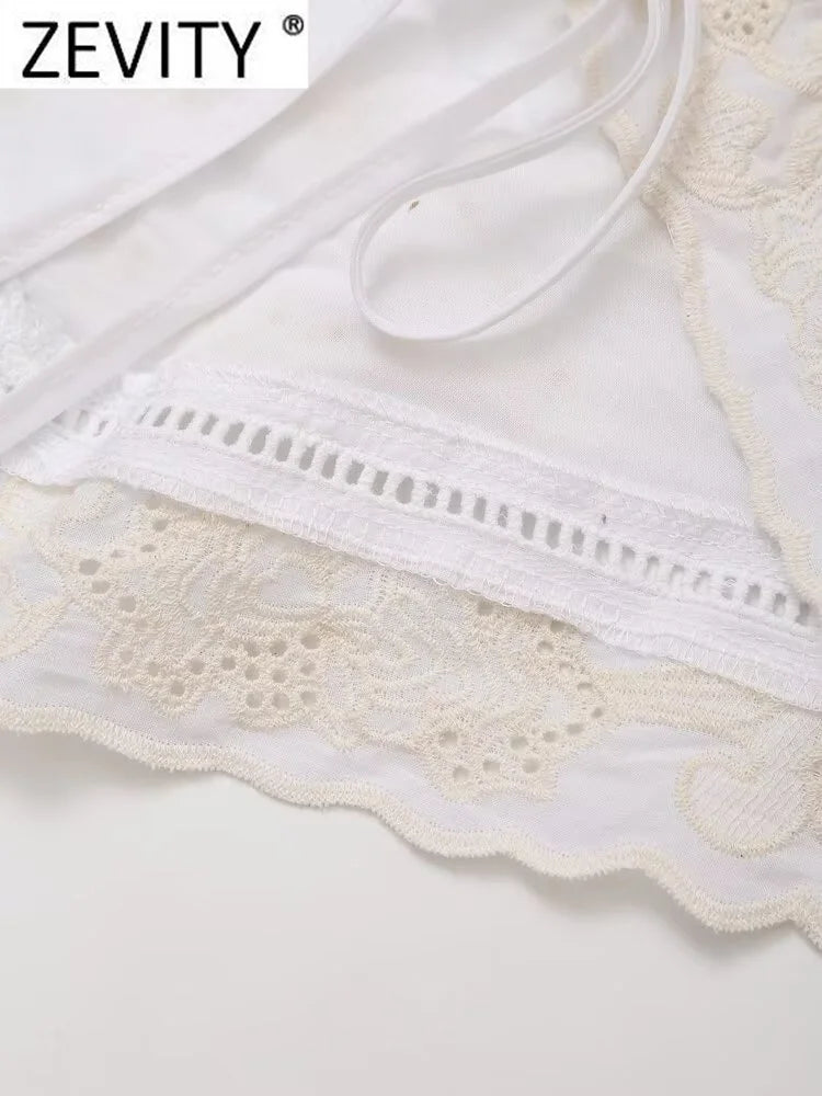 Backless Strapless Embroidered Crop Top With Hollow Details