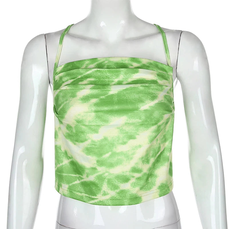 Green Sleeveless Crop Top