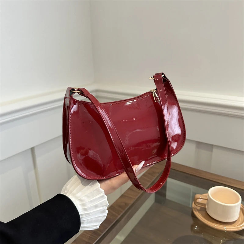 Retro Solid PU Leather Shoulder Bag For Women Chic Casual Hobo
