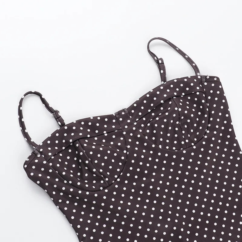 Rustic Polka Dot Halter Dress And Mini Skirt Set
