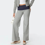 Casual Wide Leg Sweatpants Fold Over Waist Low Rise Flare Yoga Lounge
