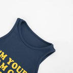 Letter Print Tank Top For Women O Neck Slim Fit Sporty Leisure Wear