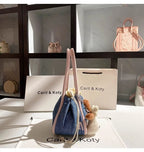 Cute Denim Embroidered Hobo Bag With Textured Finish
