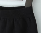 Vintage Two-piece Knit Cardigan And Elastic Waist Shorts Set