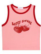 Pink Print Y2K Tank Top Off Shoulder Crop