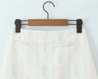 Vintage Sweet Floral Print Mini Dress Set Strapless Crop Top Bodycon Skirts Outfit