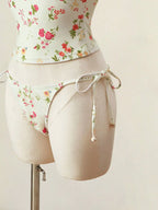 Floral Tankini Two Piece Swimsuit Halter Neck High Waist Backless Beachwear