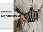 Underbust Punk Corset With Metal Chain Belt Gothic Lace Bustier Black