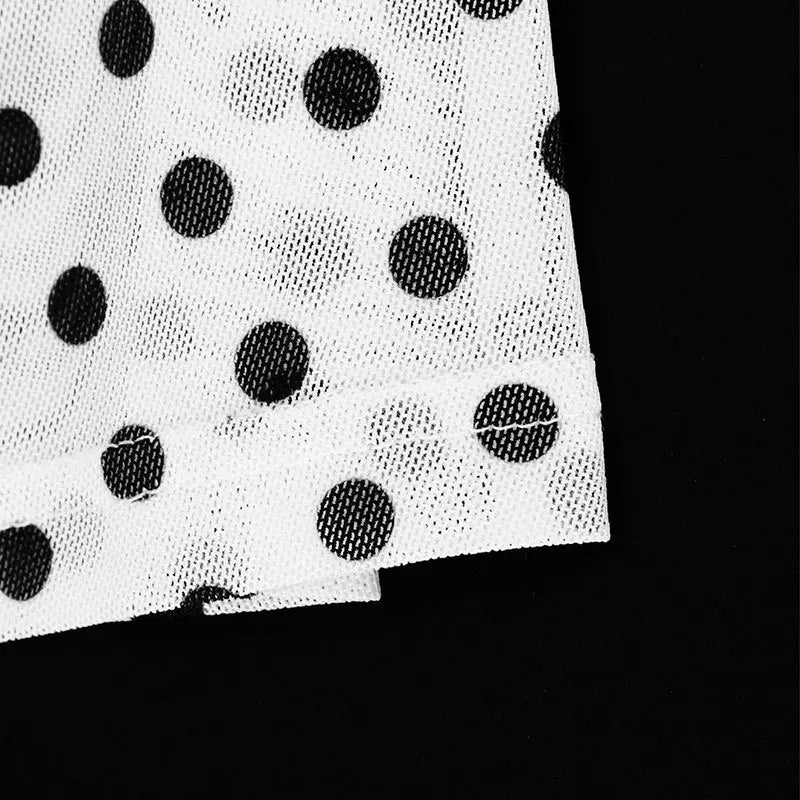 White Polka Dot Chiffon Backless Strapless Dress With Empire Waist