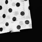 White Polka Dot Chiffon Backless Strapless Dress With Empire Waist