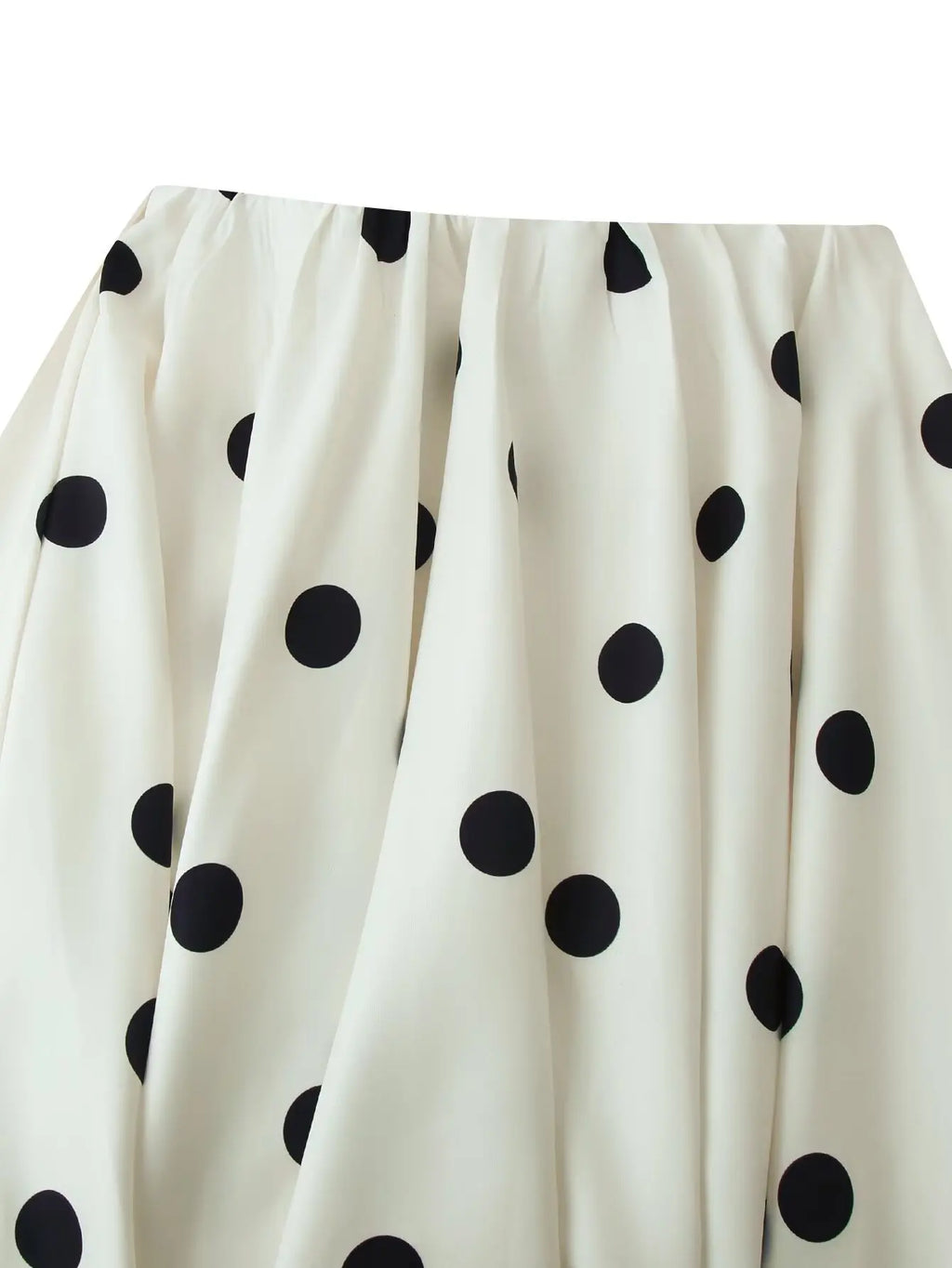 Long Polka Dot Skirt Set With Cropped Puffy Sleeveless Top