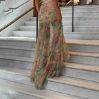 Elegant Floral Spaghetti Strap Maxi Dress With Backless High Split Ruched Silhouette
