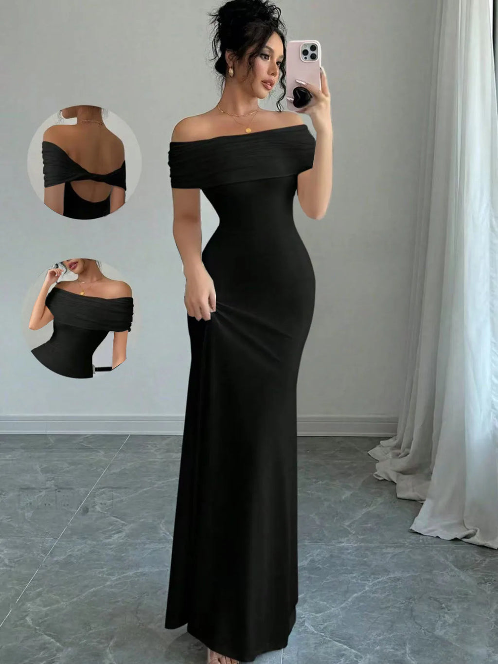 Off Shoulder Bodycon Midi Dress